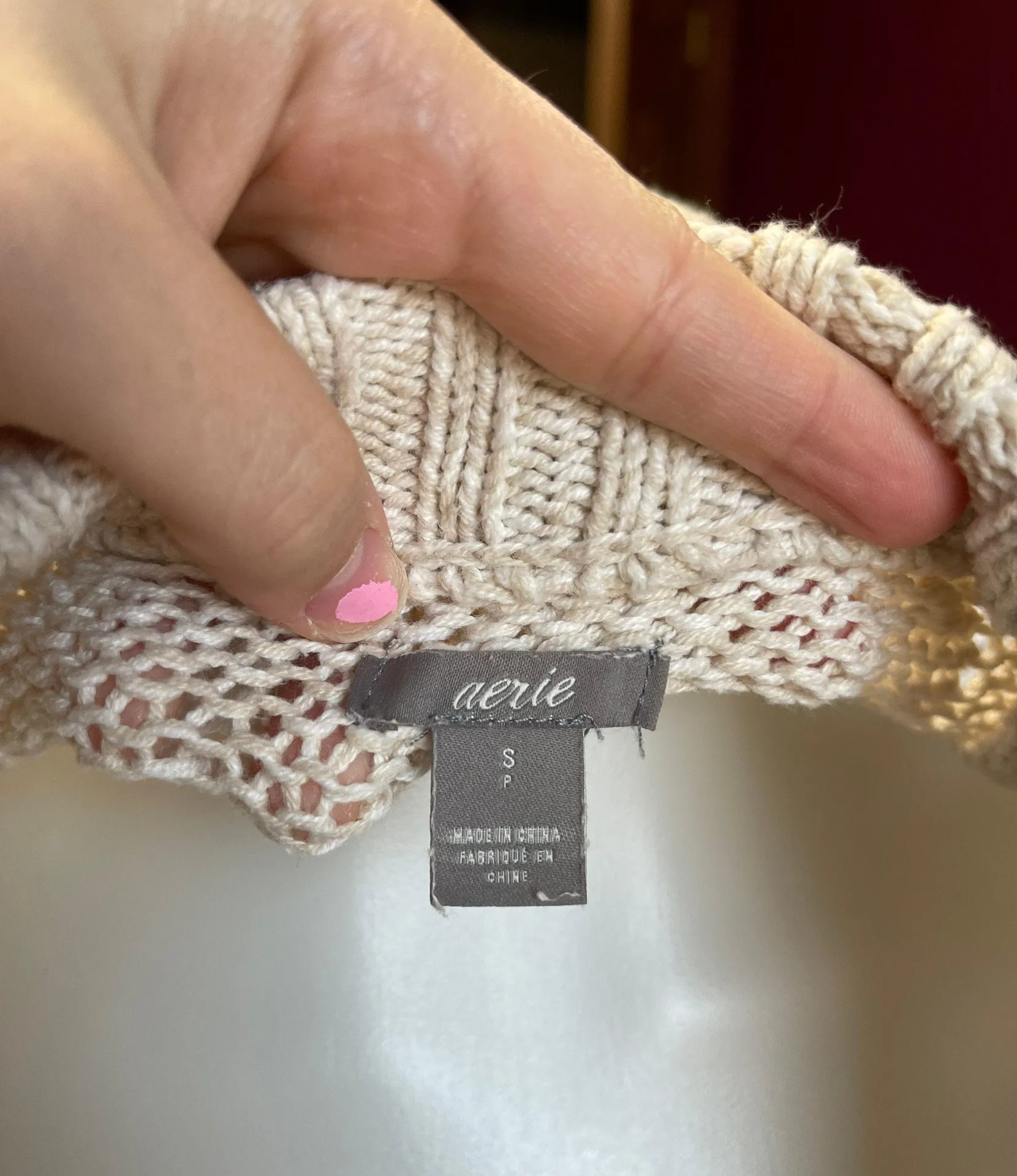 Aerie Cream Oversized Long Sweater - Image 7