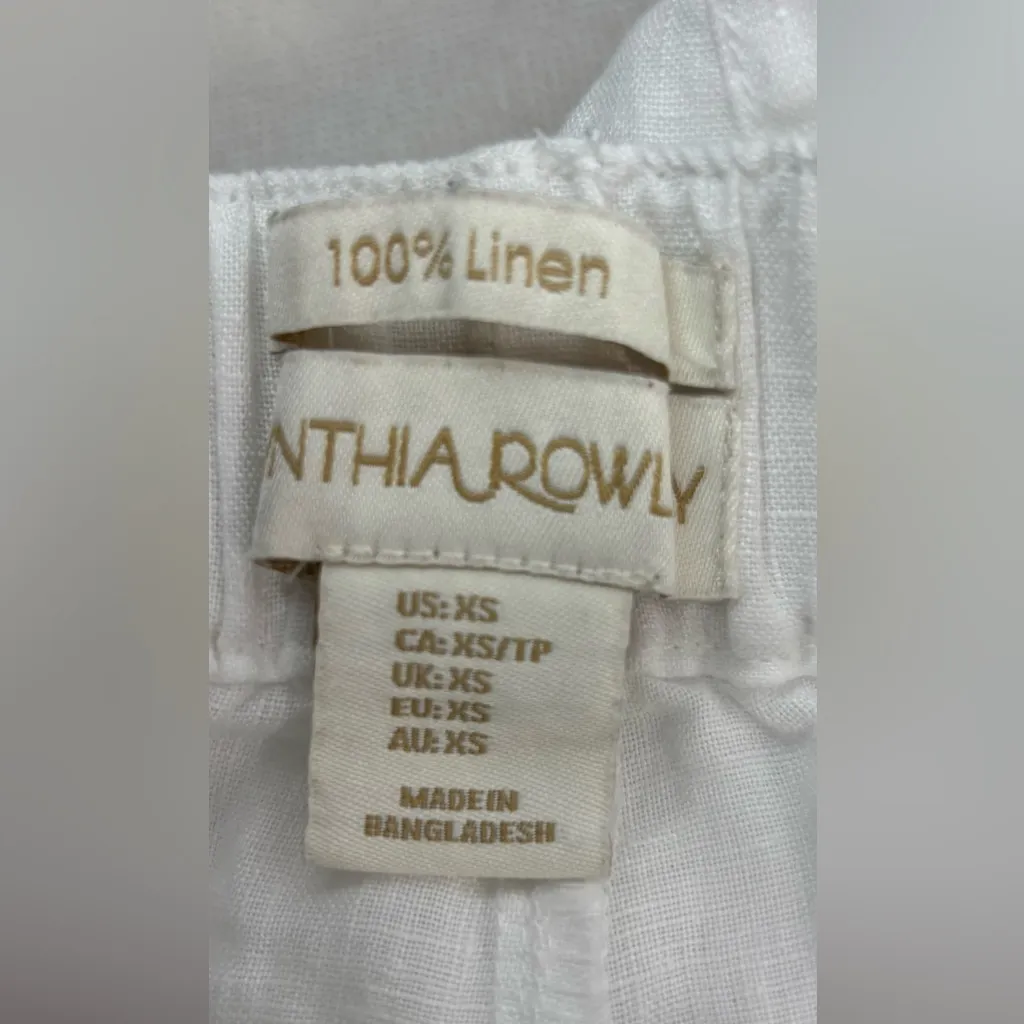 Cynthia Rowley XS Summer Linen White Wide Leg Pants - Image 8