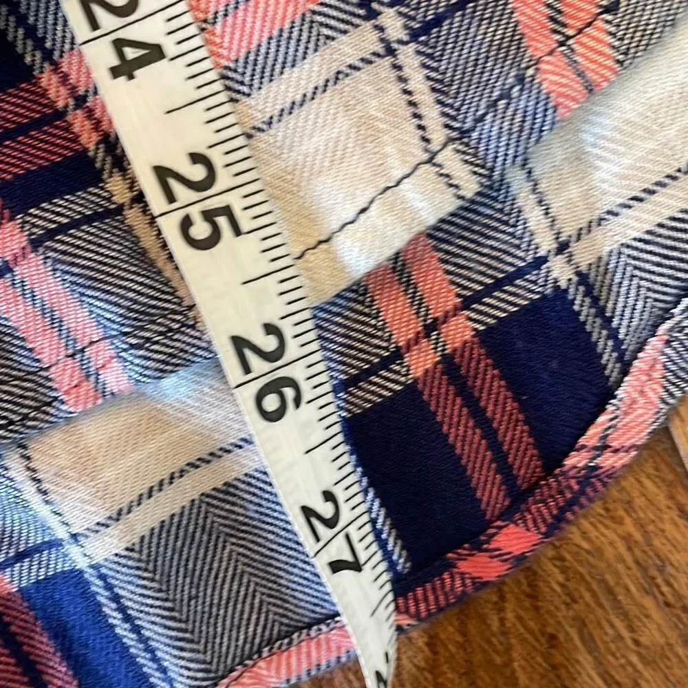 Beach lunch lounge plaid button front blouse m - Image 7