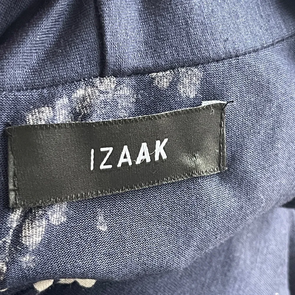 IZAAK | Navy Blue Floral Print Draped Long Sleeve Maxi Dress Sz S - Image 8