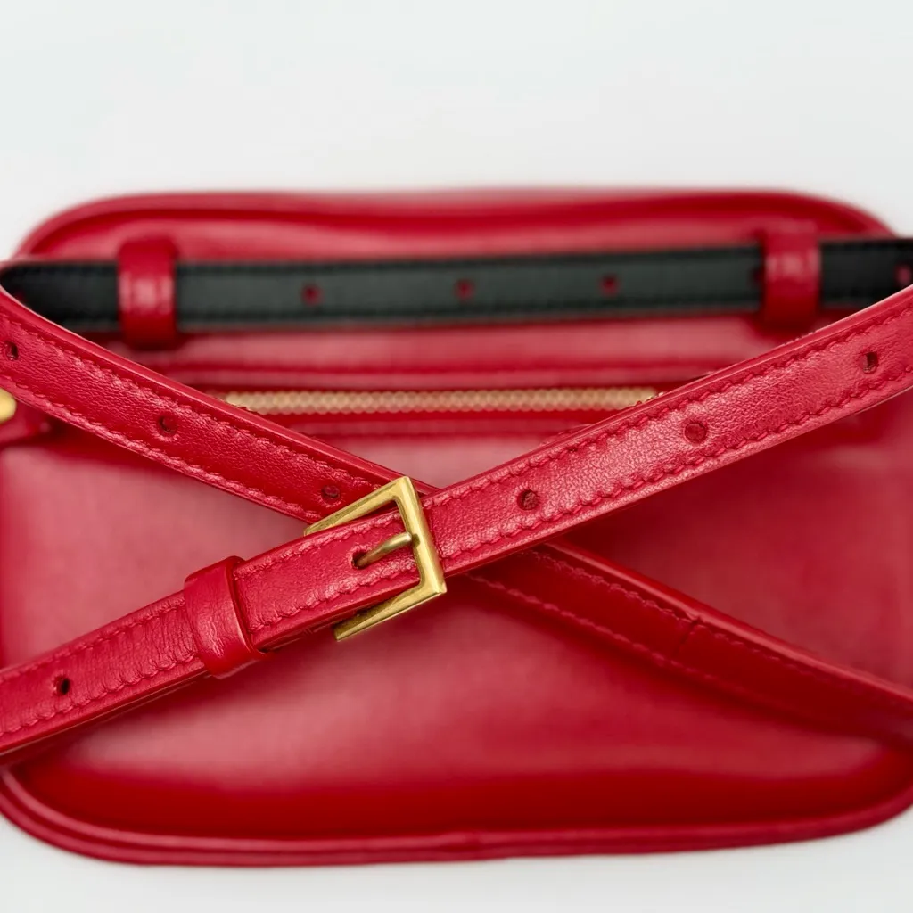 Saint Laurent Lou Mini Belt Bumbag Cherry Red Quilted Lambskin Crossbody - Image 8