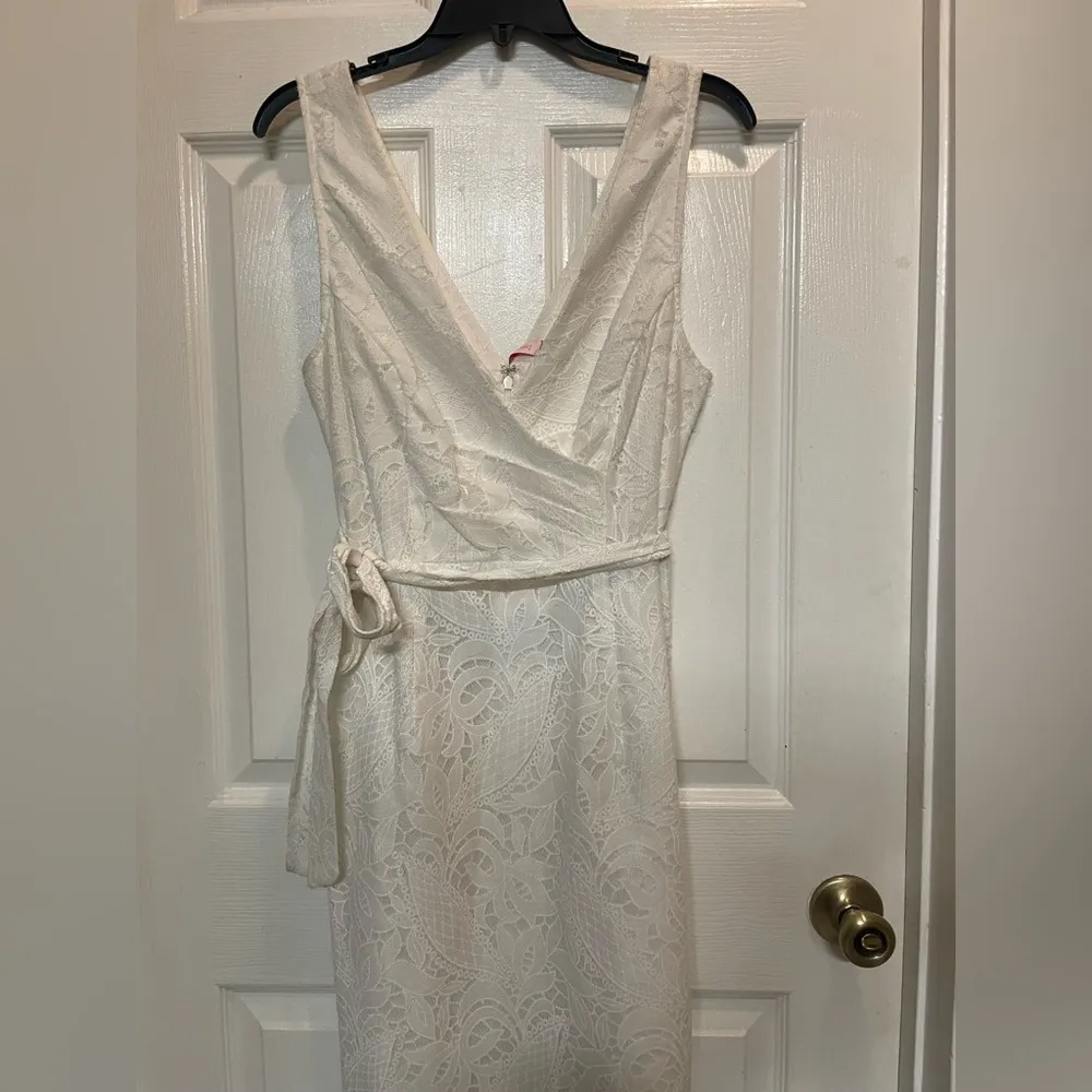 NWT Plenty Tracy Reese Diana Sleeveless Faux-wrap White Paisley Lace Dress Sz 12 - Image 2