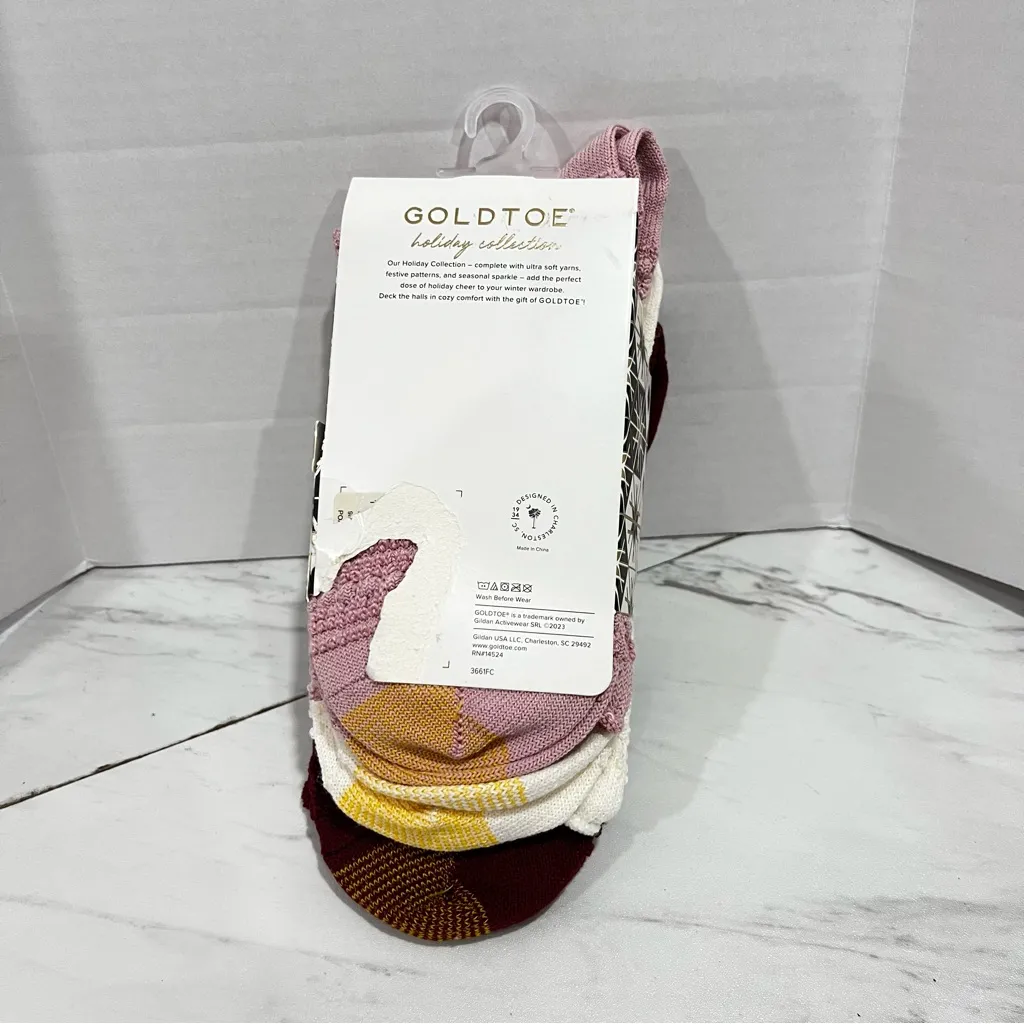 Goldtoe Holiday Collection Crew Socks 3 Pair Textured Size Fit Shoe 6 - Image 6