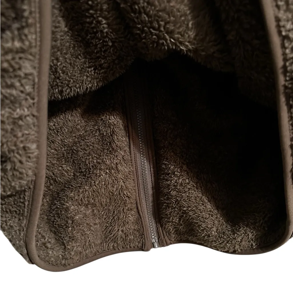 Uniqlo Fleece Jacket Zip Up Teddy Fluffy Pockets Brown Outdoor Size Large - Image 5