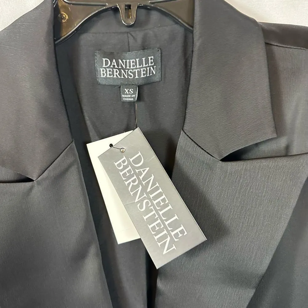 Danielle Bernstein Black Satin Blazer Jacket Coat Rhinestone Sleeves XS NWT - Image 8