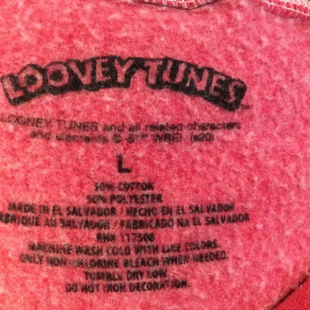 Looney Tune cropped sweat shirt womens red Large L - Image 6