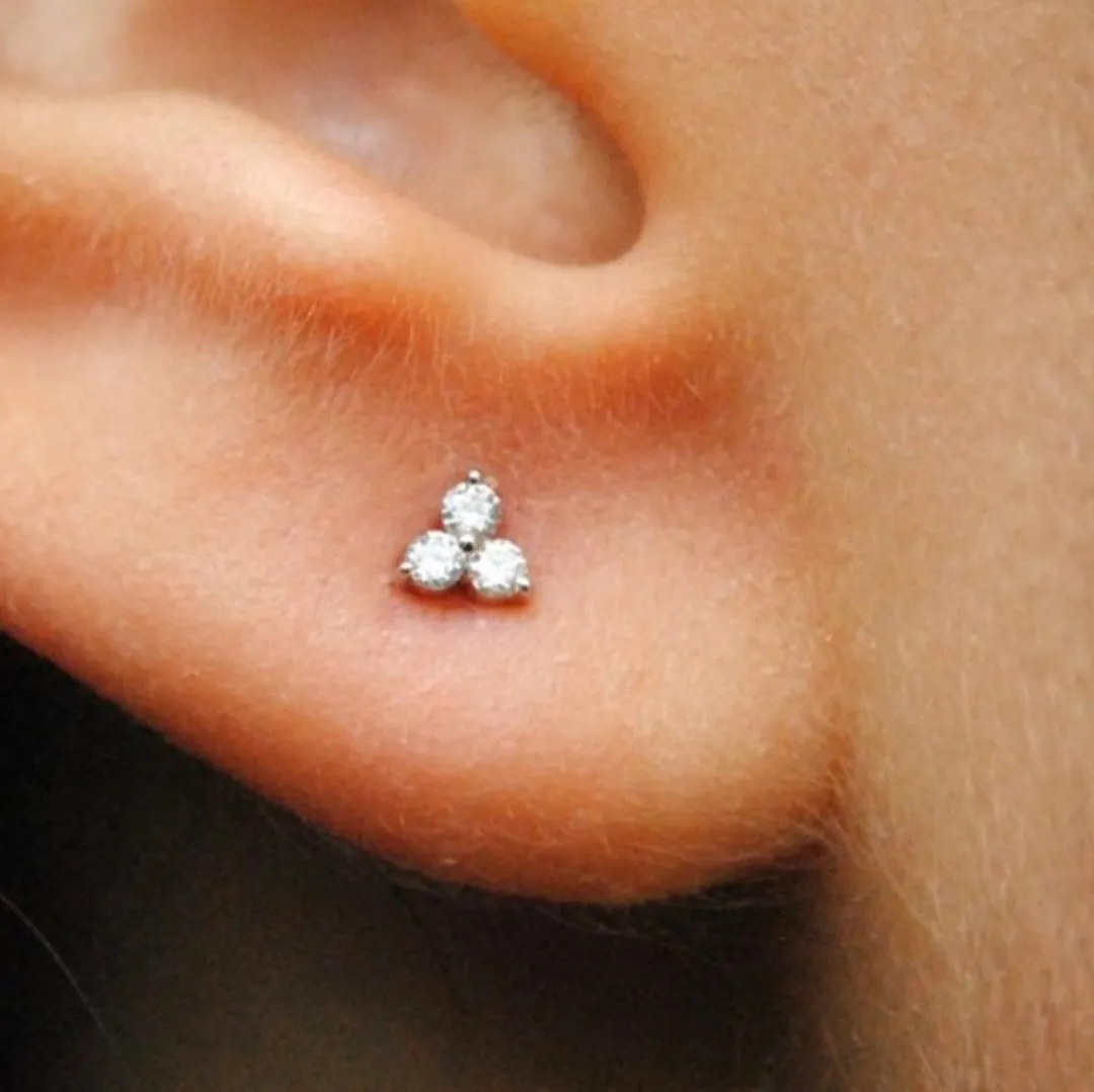 Set Of 2 Pair Lighting Stud & Trio Triangle Cluster Stud Earrings - Image 2