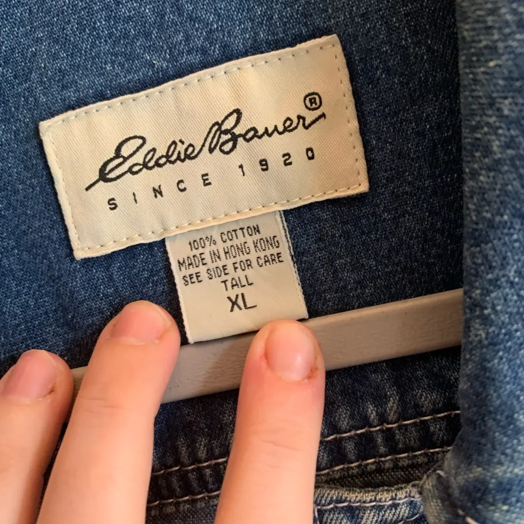 Eddie Bauer Classic Blue Denim Vest Cotton Eddie Bauer Women Size Tall XL - Image 3