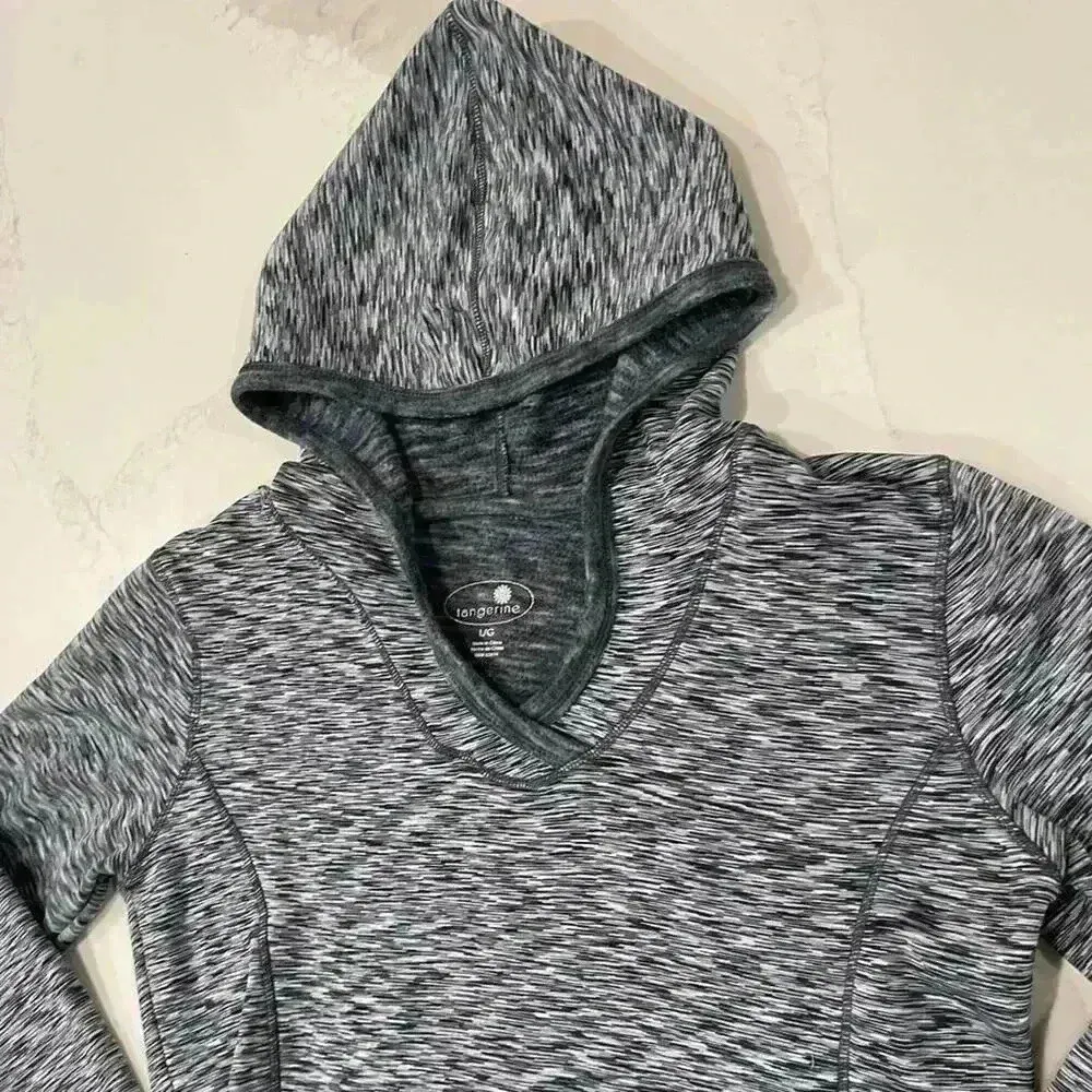 Tangerine Long Sleeve Athleisure Hoodie Sweatshirt Space Dye Gray Women's Large - Image 3