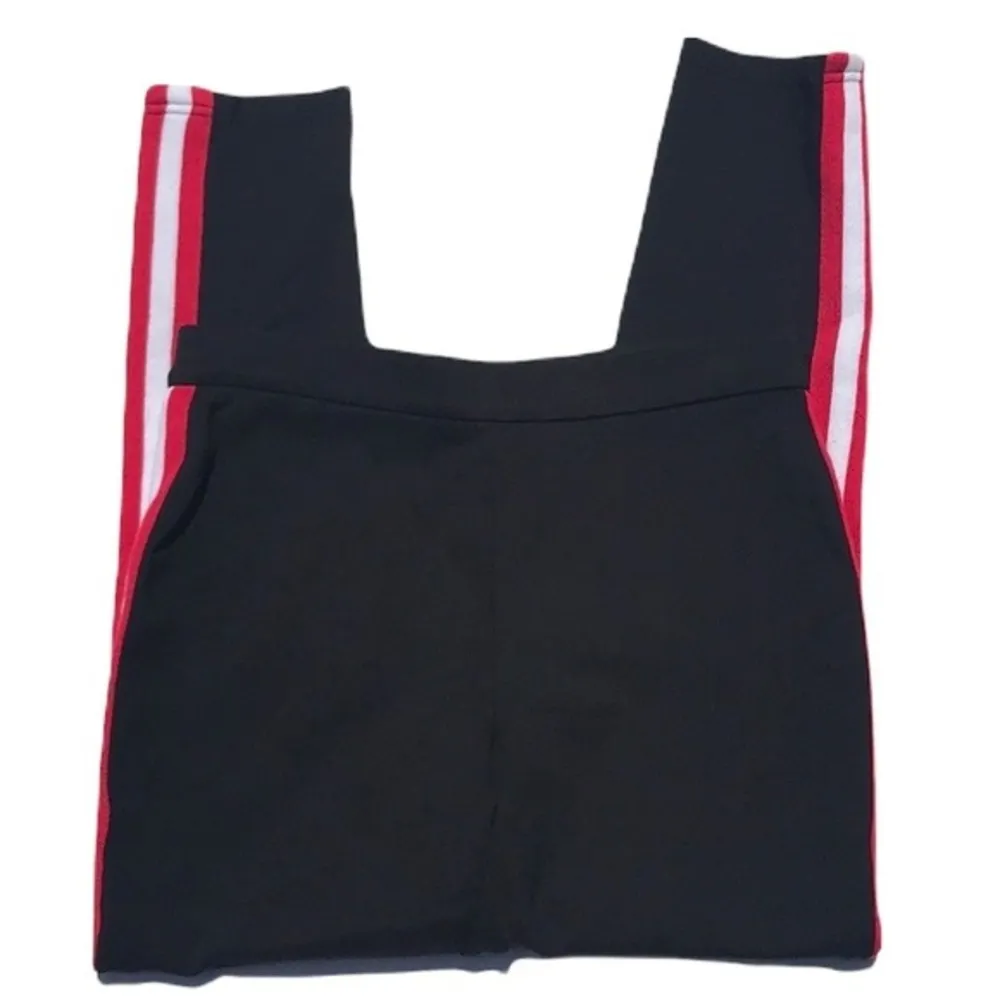 Romeo & Juliet Couture Red/White Pin Stripe Black Leggings - Image 5