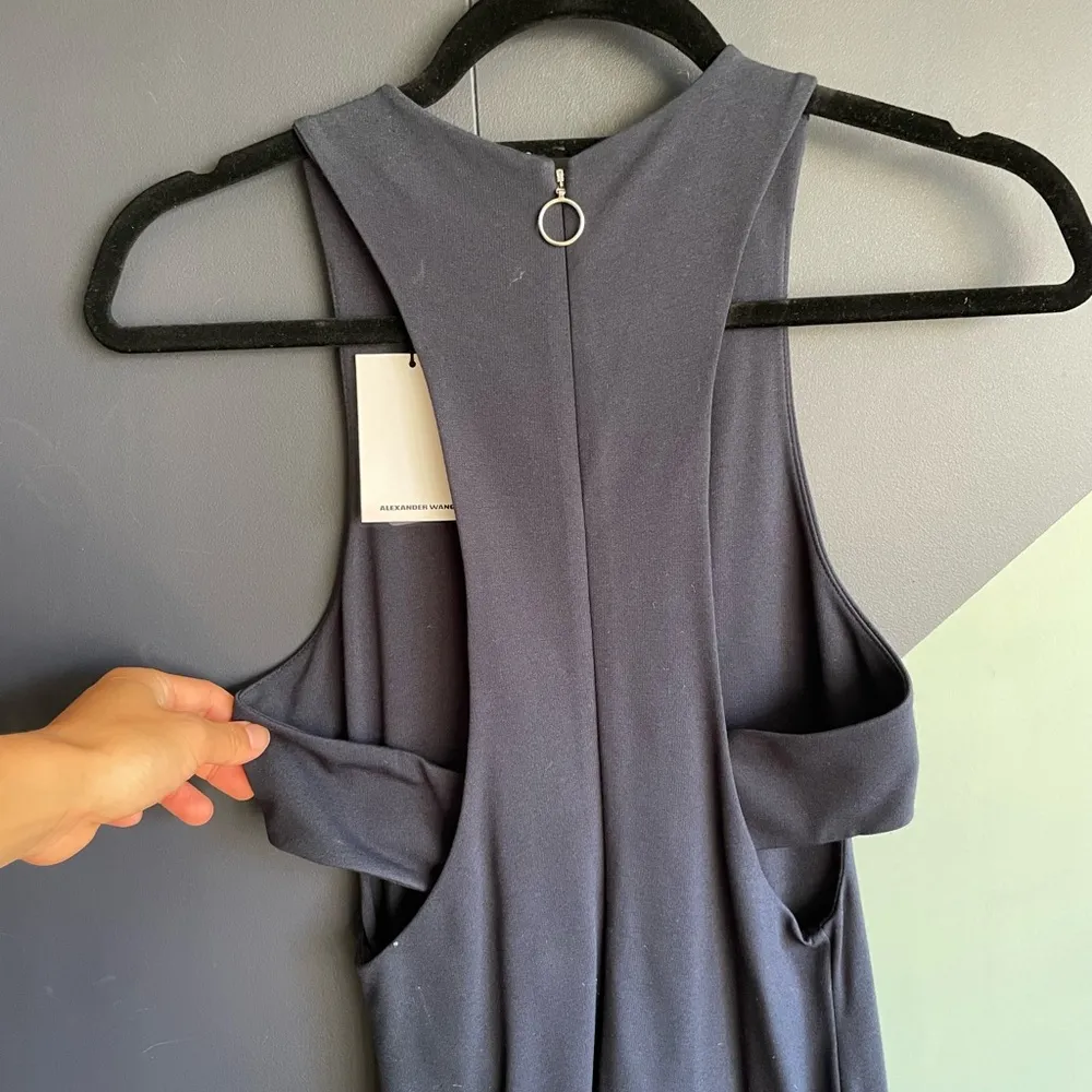 NWT T Navy Blue Jersey Racerback Midi Cocktail Dress, Sz Small - Image 8