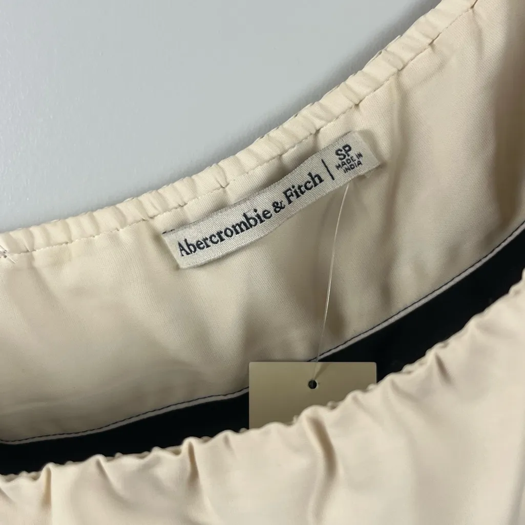 New Abercrombie & Fitch One-Shoulder Scarf Midi Dress black cream size Pet Small - Image 3