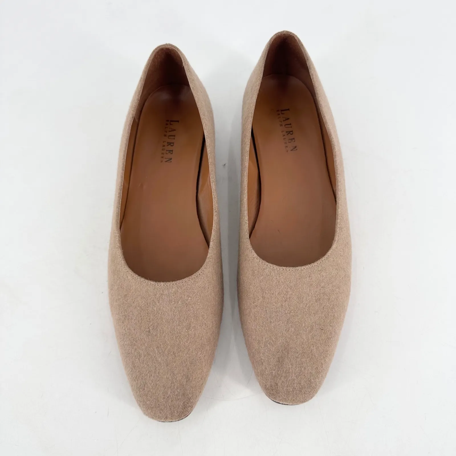 Ralph Lauren Women Tan Pointed Toe Ballet Flats Shoes Size 9.5C Old Money VTG - Image 3