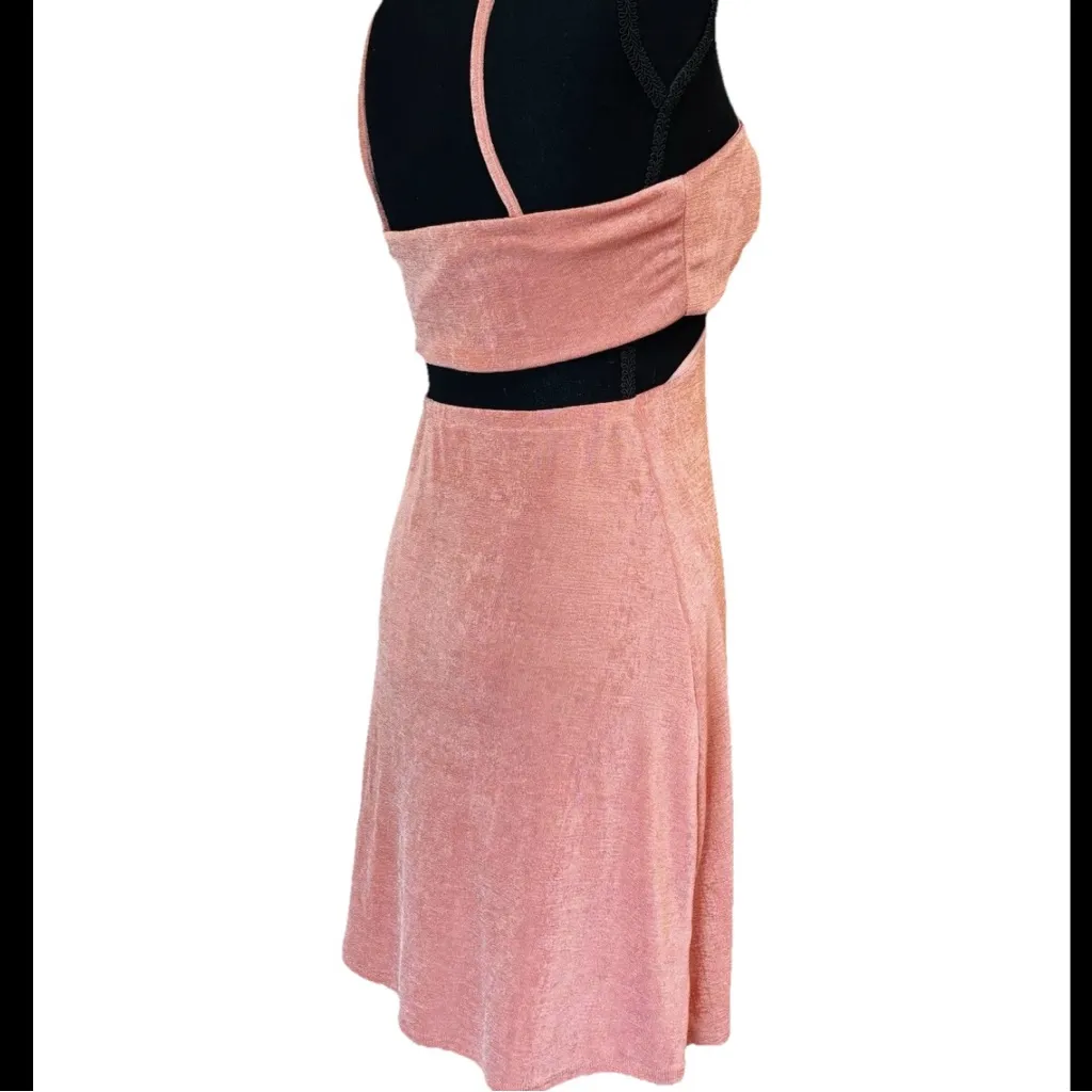 Topshop Peach Cutout Dress NWT | Size Small (4-6) | Bow, Side Cutouts, Shimmer - Image 3