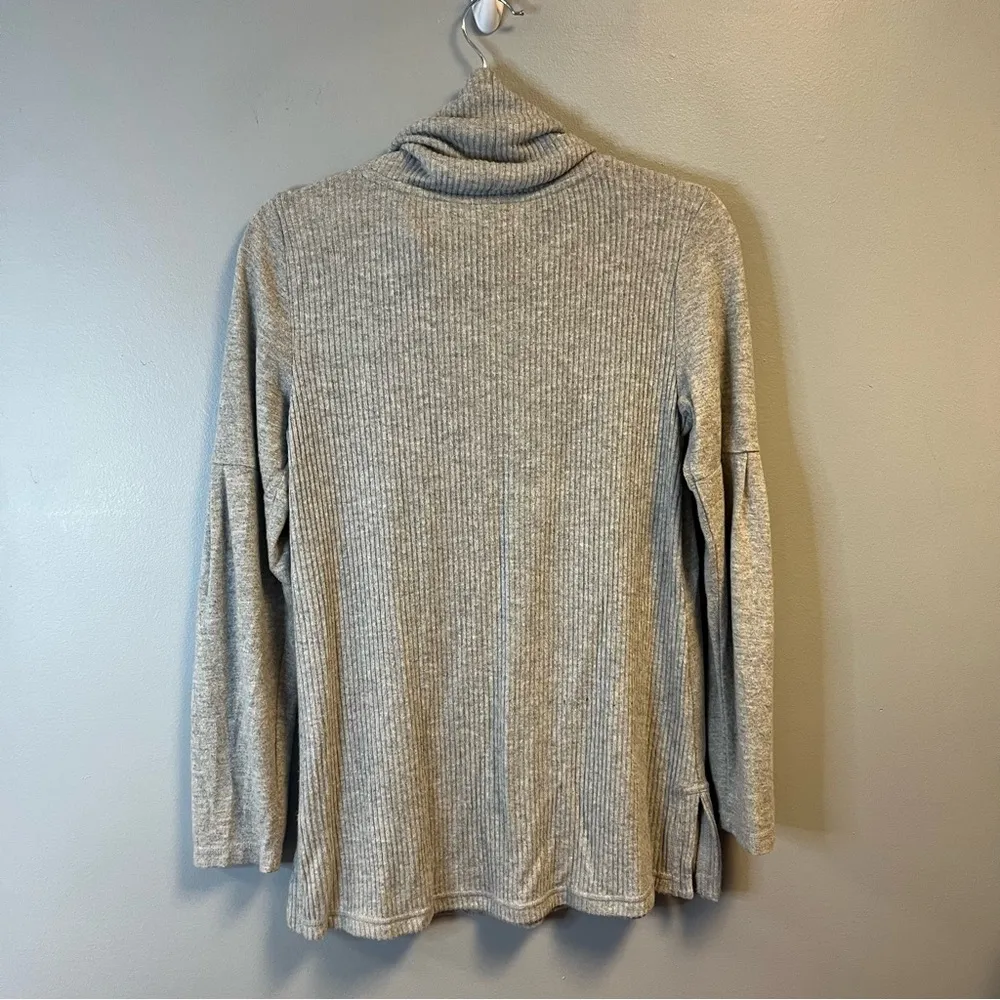Anthropologie Saturday/Sunday Knit Gray w/Gold Sparkly Stripe Cowl Neck XS EUC - Image 7