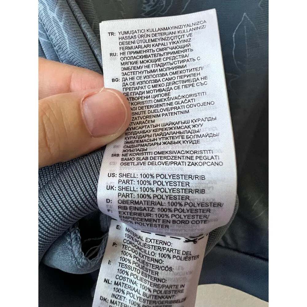 Adidas Floral Embossed Blue Zip Up Striped Sleeve Athletic Track Jacket Size S - Image 7