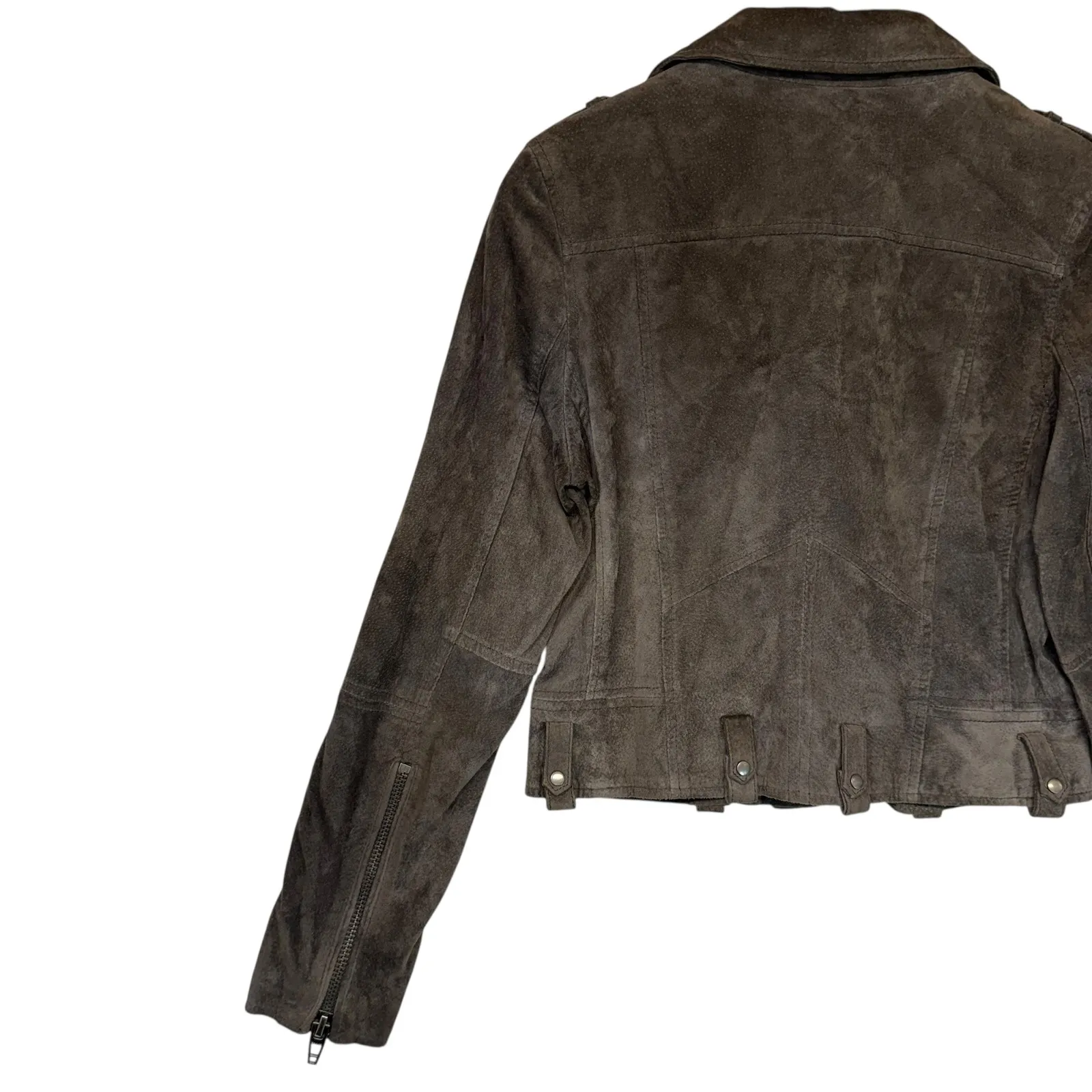 BLANKNYC Suede Leather Moto Jacket Gray City Chic Edgy Indie Cropped Small - Image 6