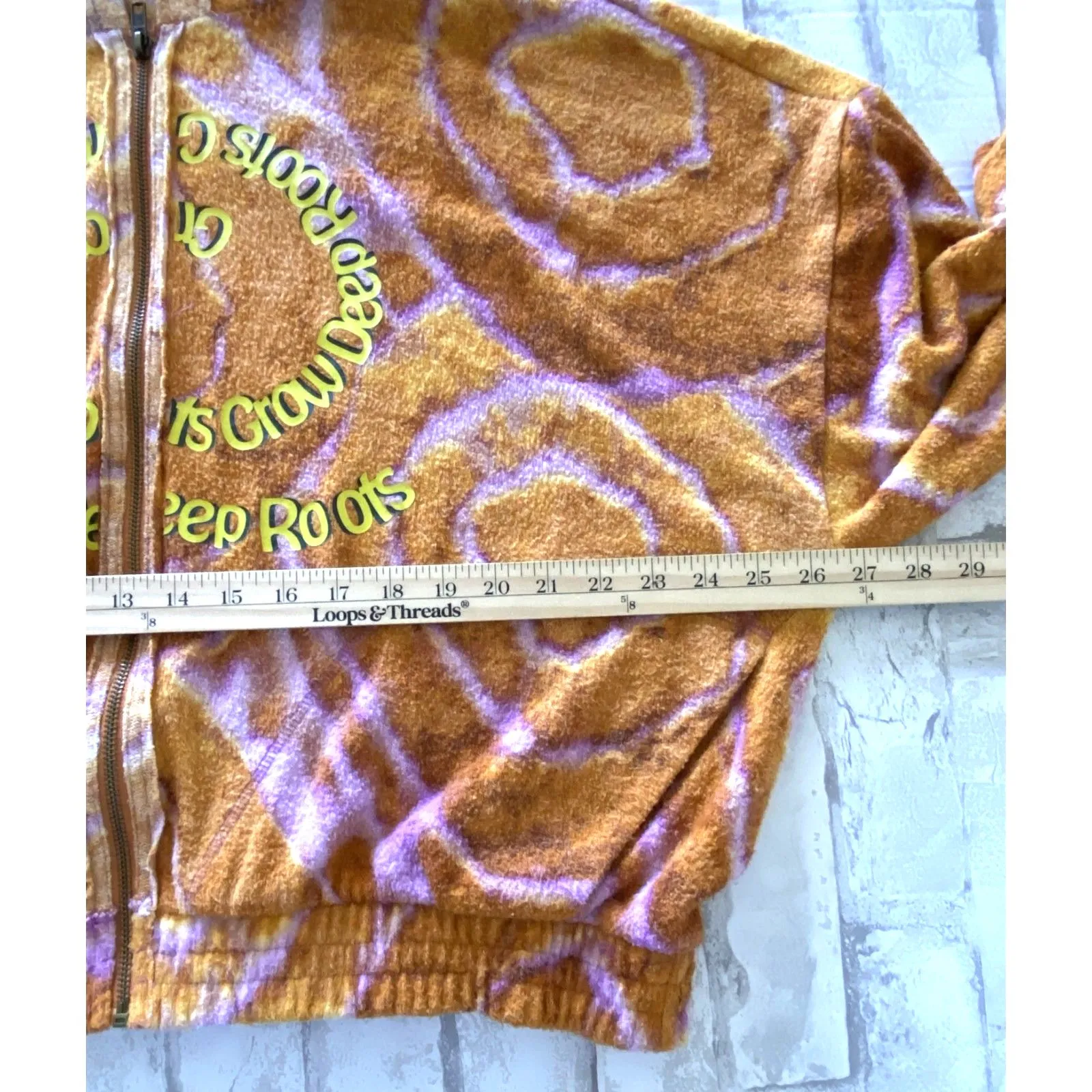Out From Under Kelsey Fleece Zip Printed Full Zip Tie Dye Hoodie Sz M Orange Size M - Image 6