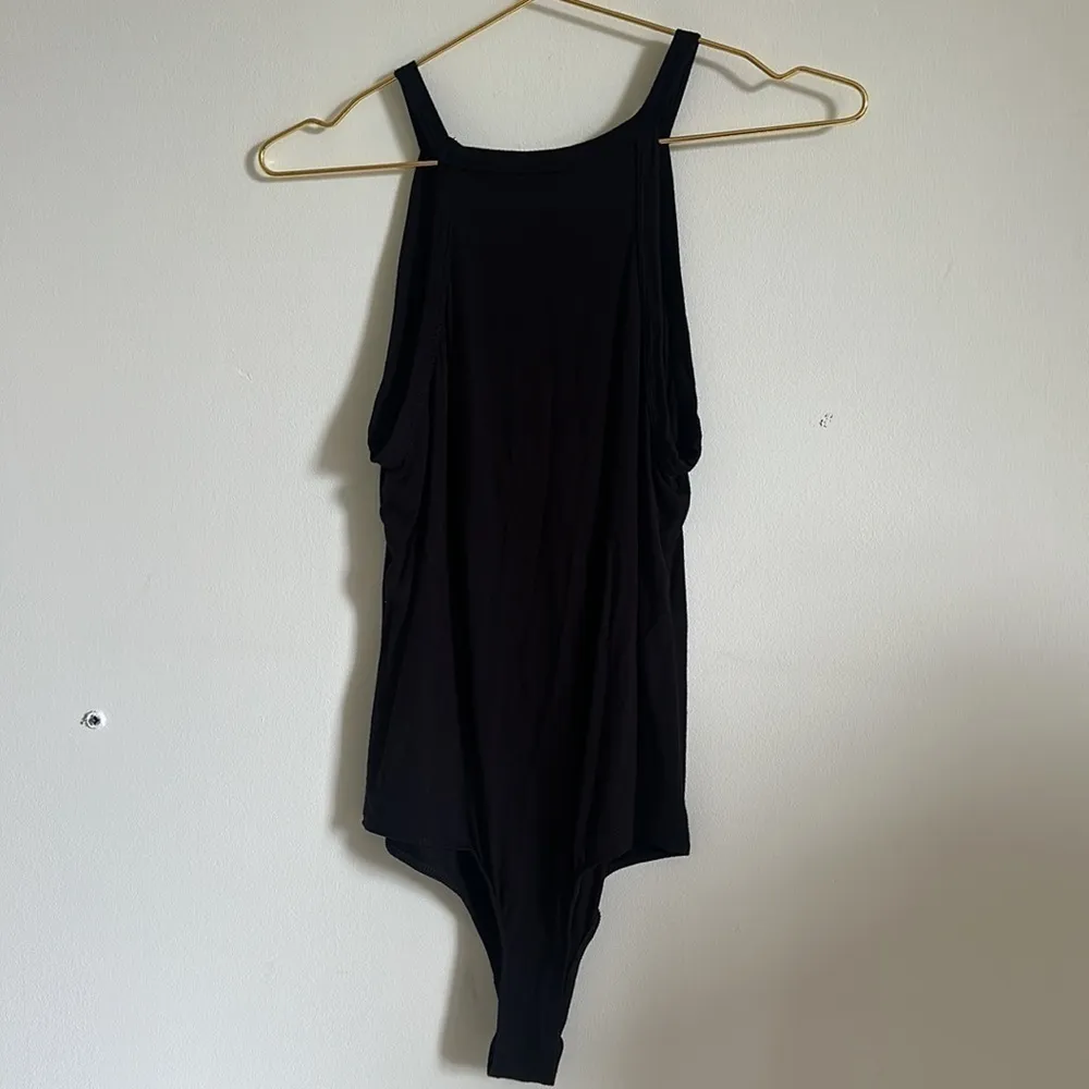 Black Halter Bodysuit Mid Waist Solid Fitted Size M - Image 9