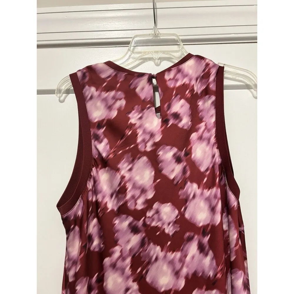 Scoop Women’s Size XL Bodycon Bias Cut Burgundy Floral Sleeveless Modest Dress Pink - Image 8