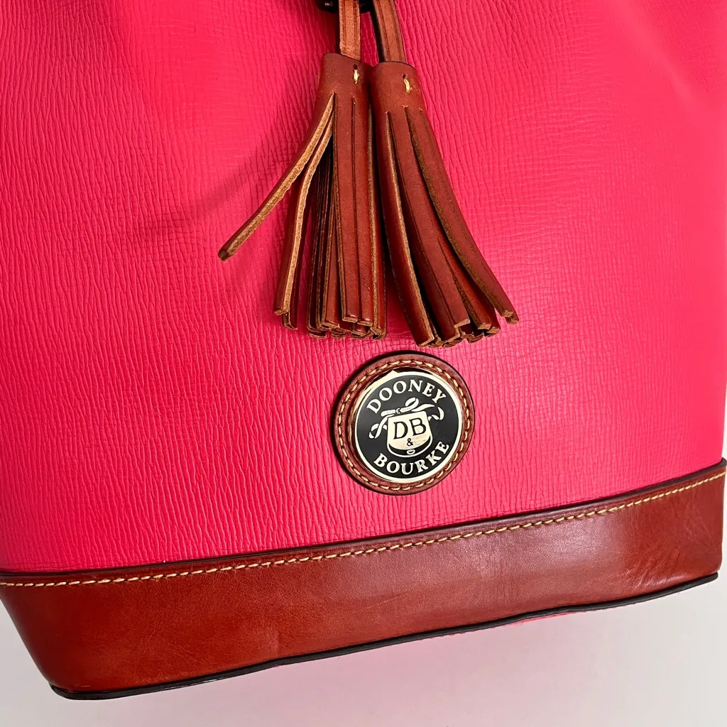 Dooney & Bourke Deep Coral Raspberry Leather Bucket Bag - Image 6