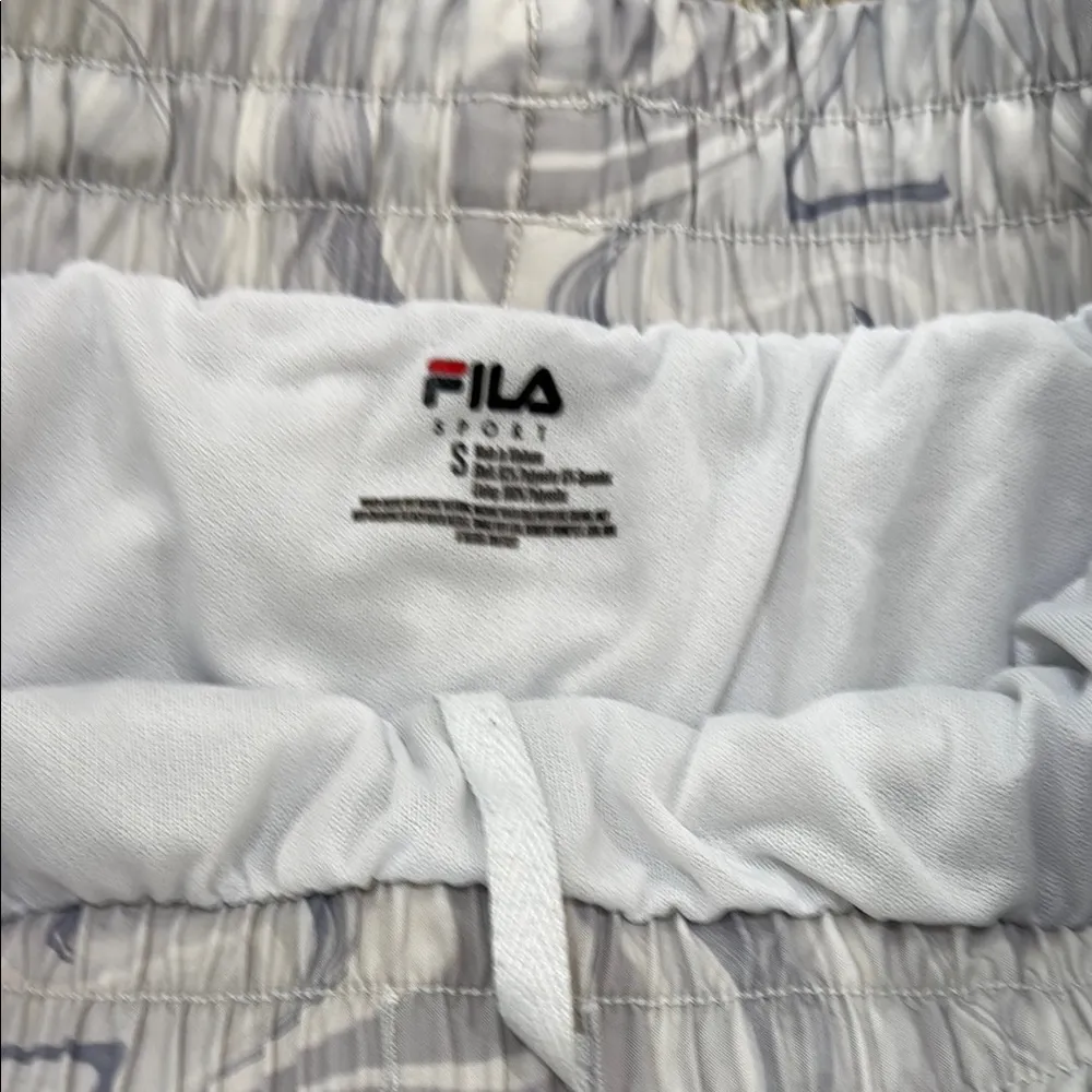 Fila Gray and White Athletic Shorts with Reflective Finish - Image 2