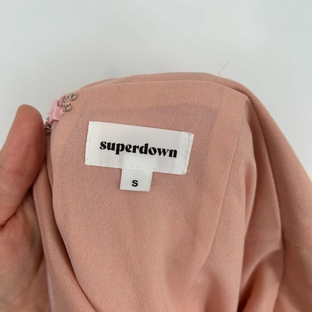 NWOT Superdown kimora satin pleated dress blush, S - Image 7