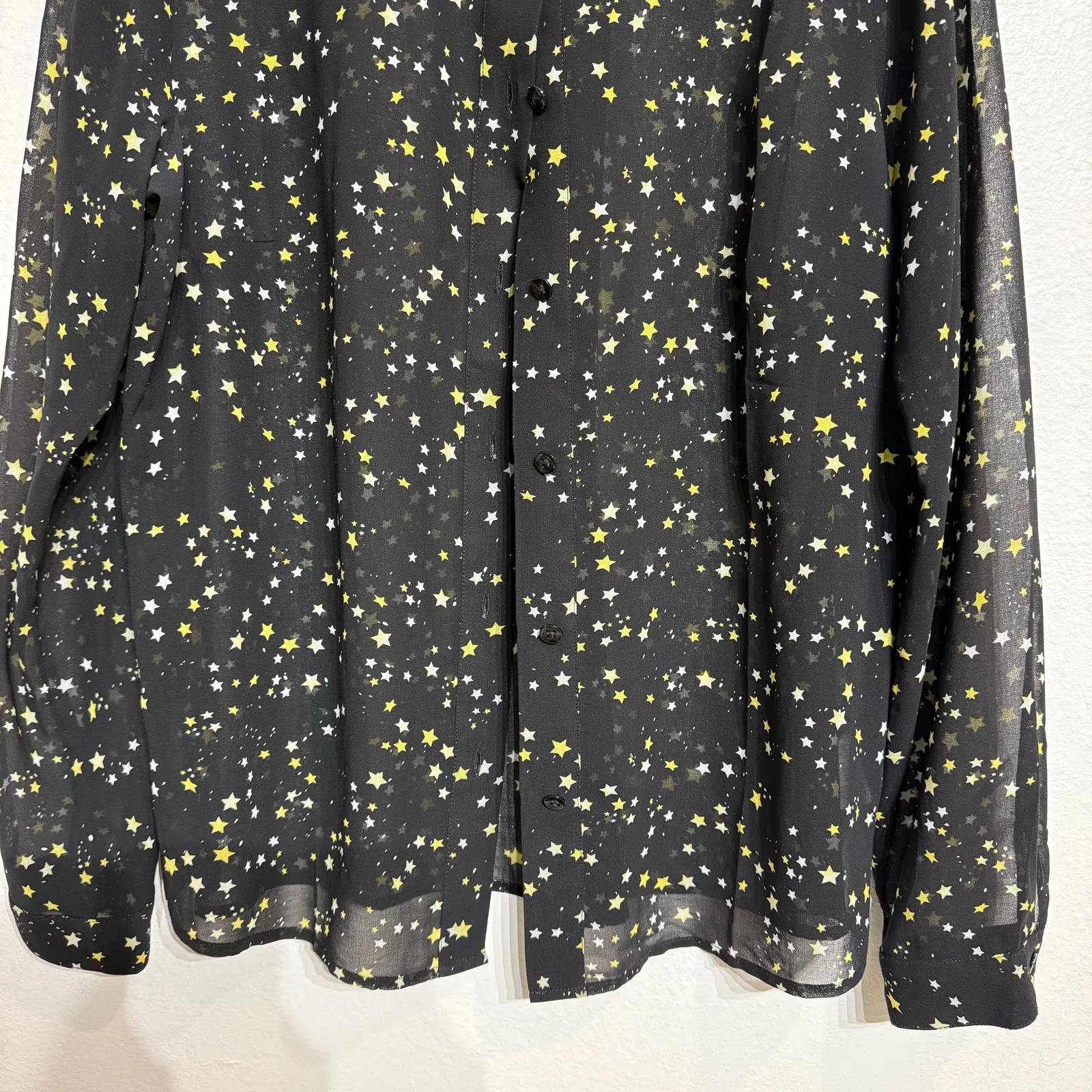 CAbi Black Sheer Galaxy Star Blouse Sz M - Image 4