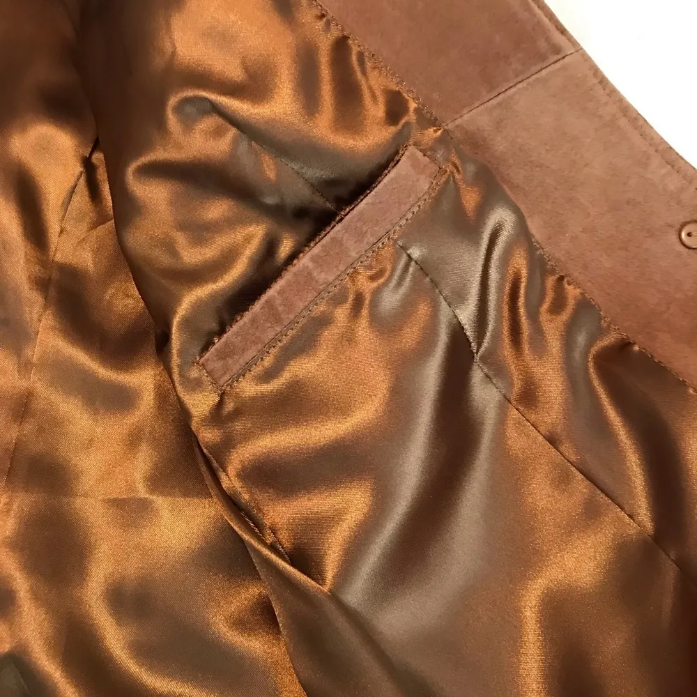 Dennis by Dennis Basso genuine leather jacket blazer Women’s size medium brown - Image 6