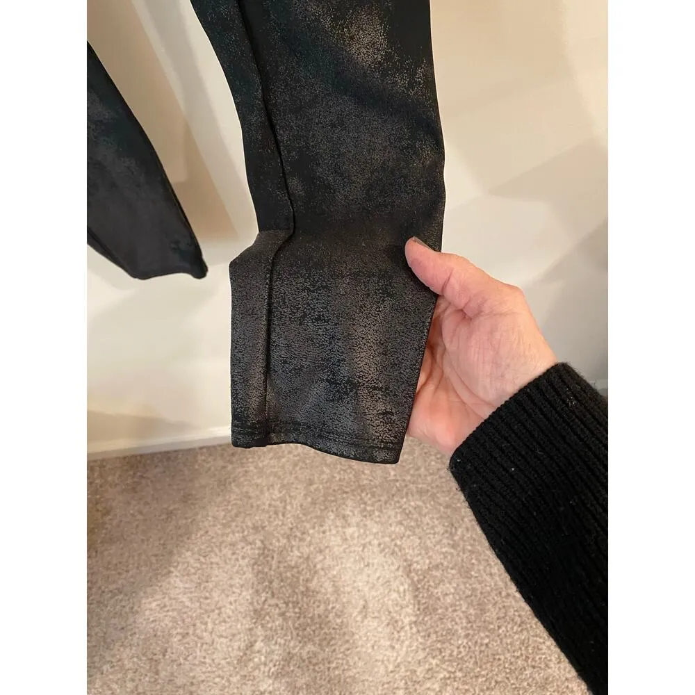 Spanx Black Shimmer Metallic Faux Leather Leggings Size XL - Image 4