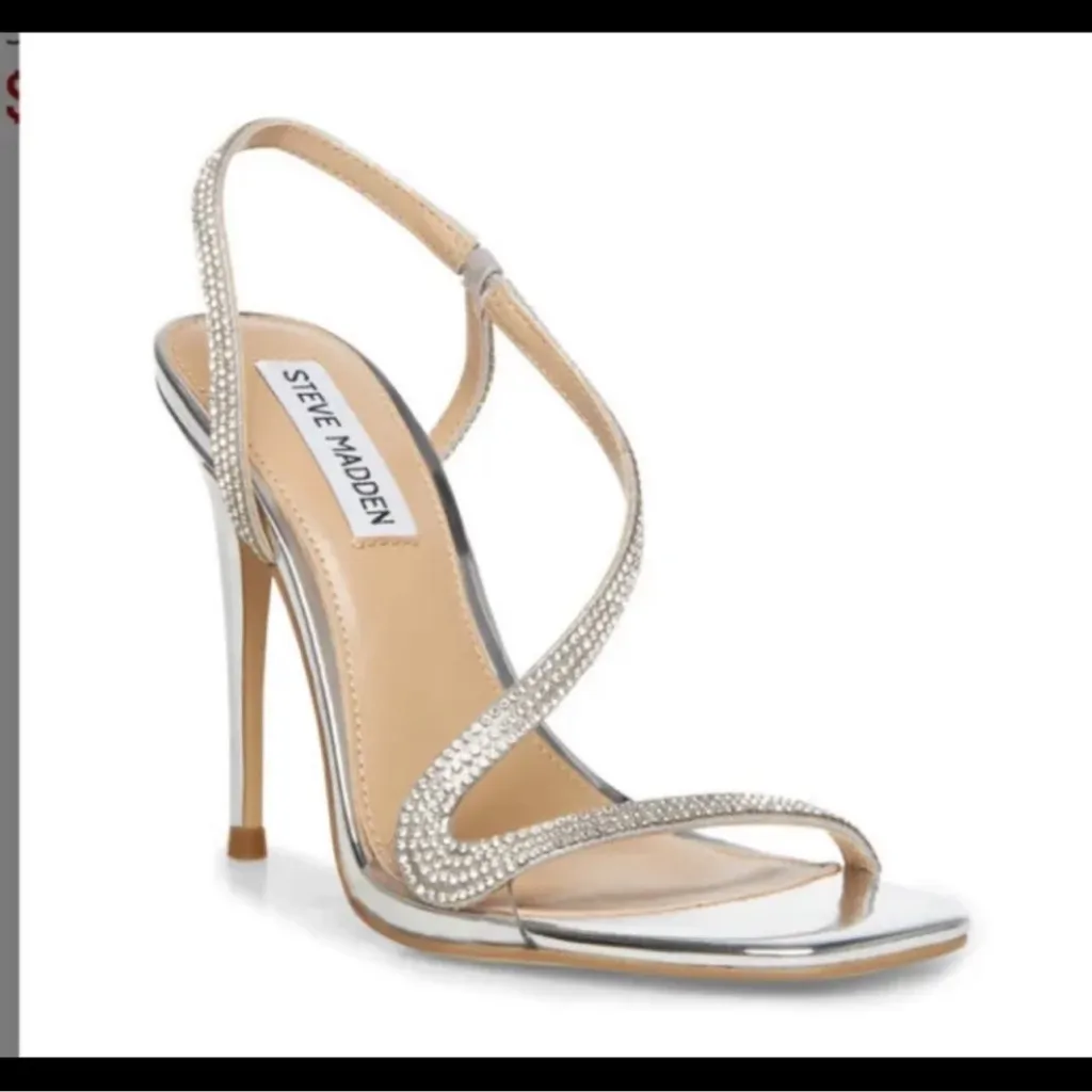 Steve Madden Noelle Metallic Silver Heels - Image 3