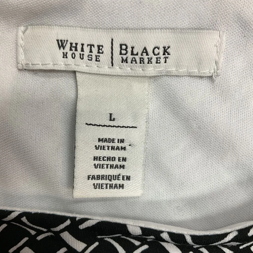 White House Black Market Women's Geometric Shirred Waist Sheath Dress Formal SzL - Image 11