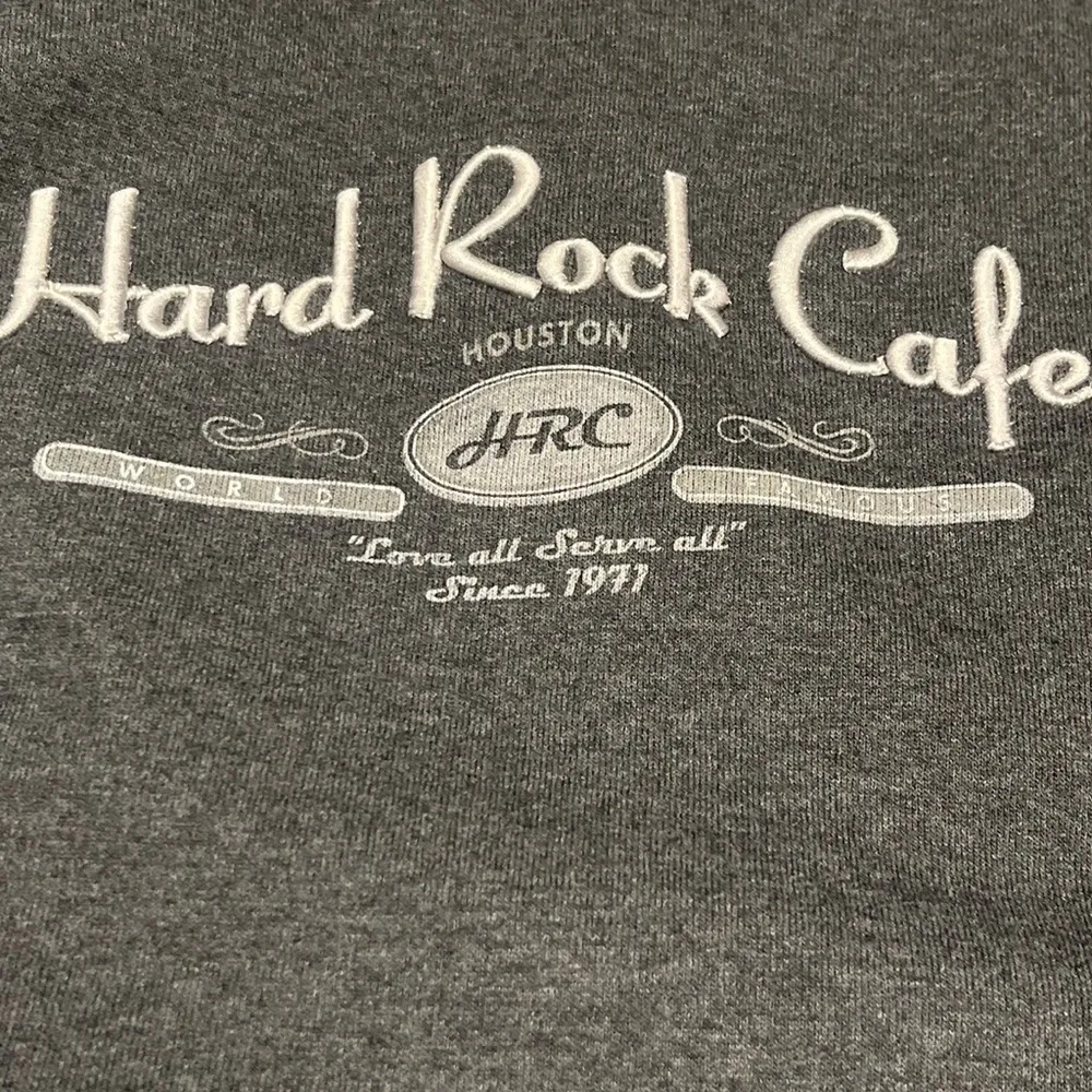 Hard Rock Cafe Houston Texas V Neck Crop Sweatshirt Top Two Tone Gray Small - Image 7
