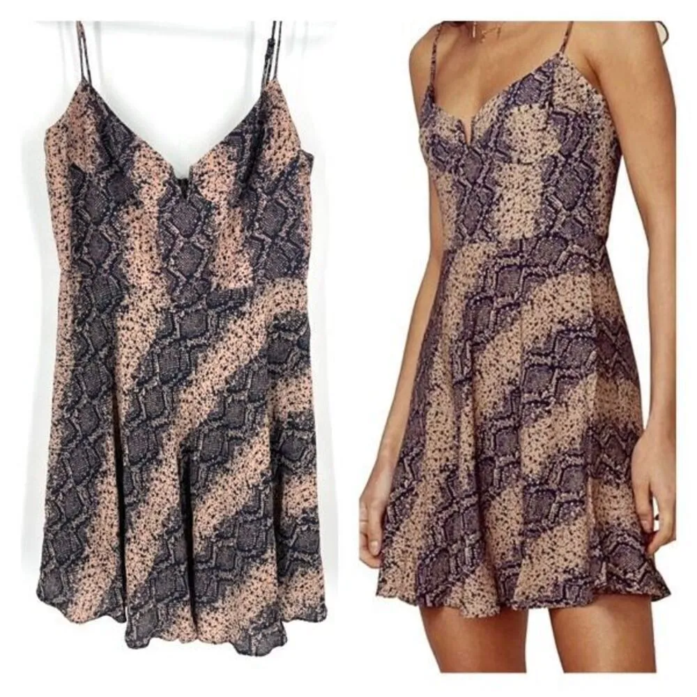 Blue Life Women's Snake‎ Print Sweetheart Corset V-Neck Mini Dress Brown Medium - Image 2