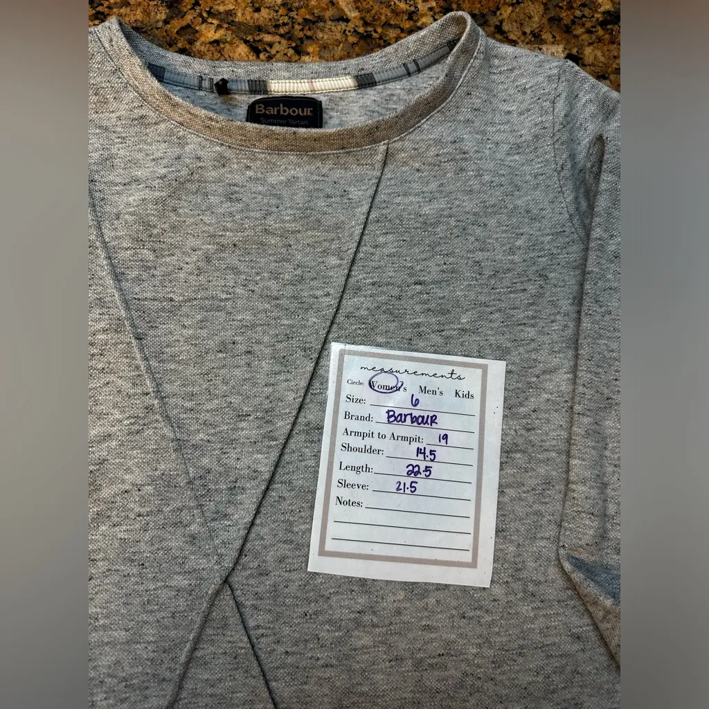 Barbour Summer Tartan Highland Overlayer Gray Crew‎ Neck Sweatshirt sz 6 - Image 3