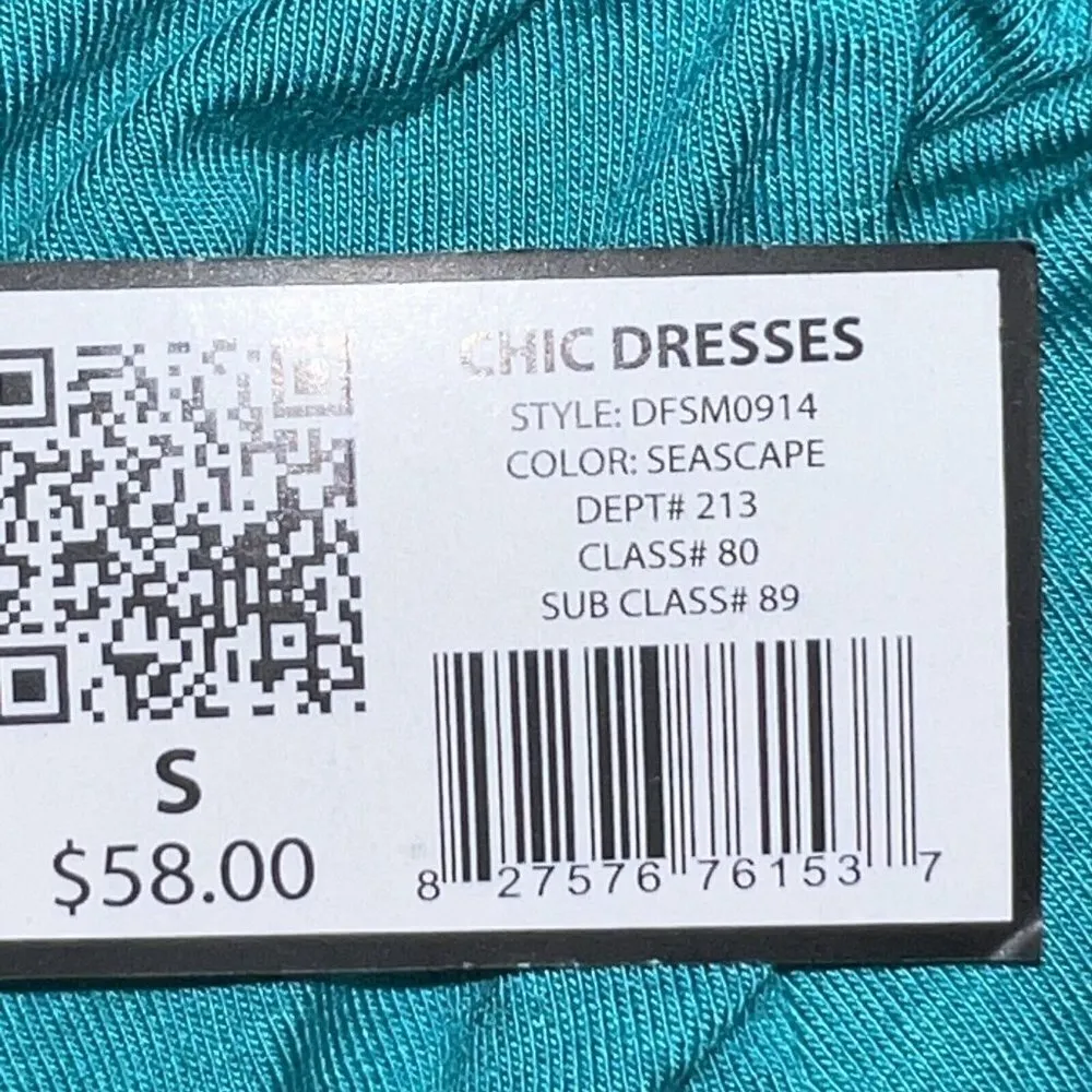 DAISY FUENTES CHIC DRESS SEASCAPE BLUE RUCHED NECKLINE SHIEATH DRESS SMALL‎ NEW - Image 7