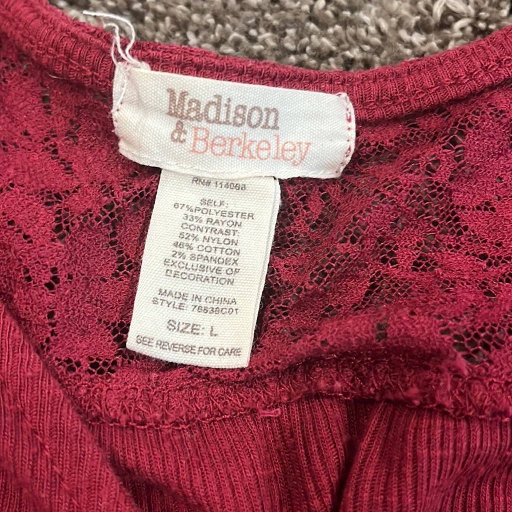 Red Madison & Berkeley size women’s large tank‎ top - Image 2