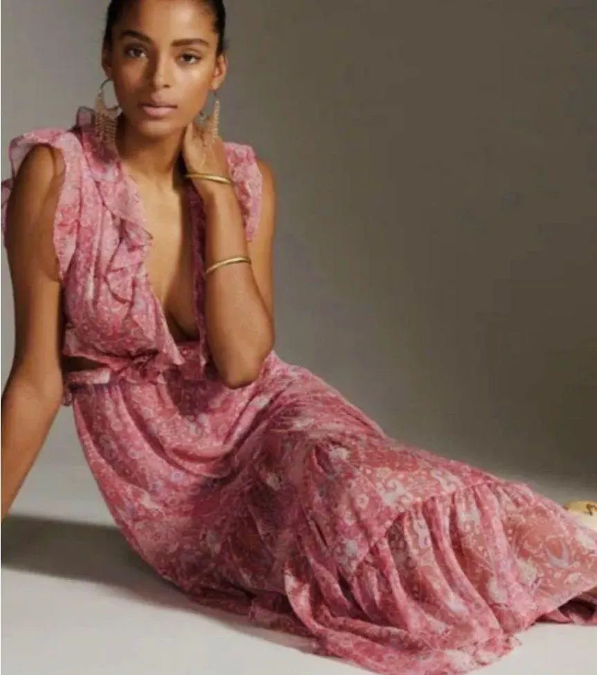 Misa Los Angeles ruffle floral midi dress - Image 9