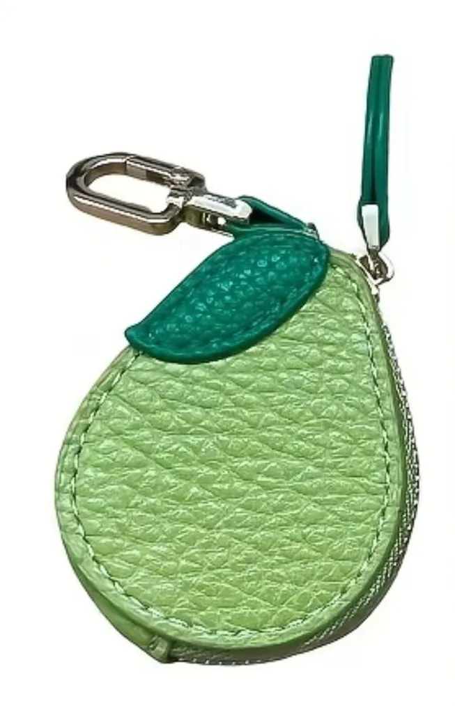 NWT Green Pear AirTag Holder Leather Keychain Bag Purse Charm Tracker Case - Image 1