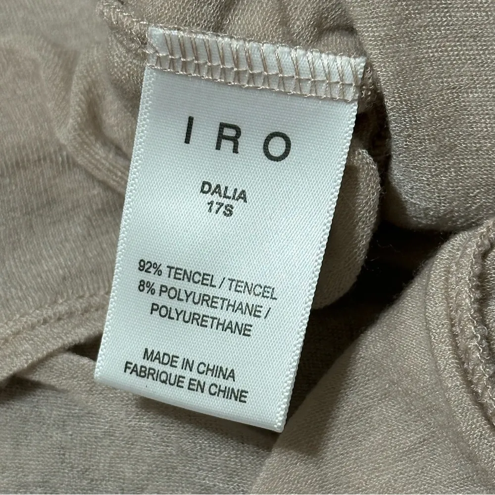 IRO Women’s Size S Beige Tan Dalia Ruffled Sides Jersey Shirt Top - Image 9