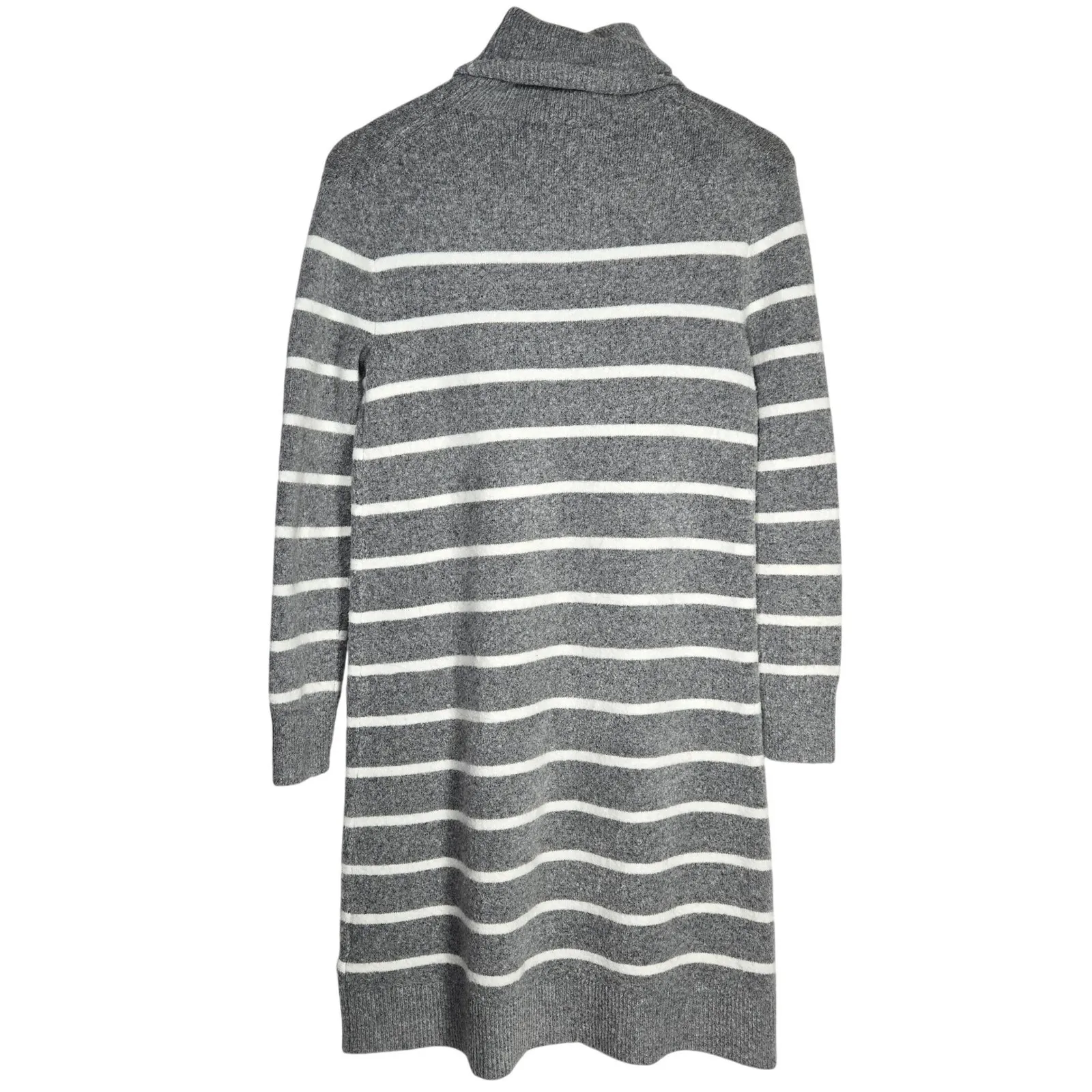 J. Crew Gray White Relaxed Stripe Turtleneck Sweater Dress XS Wool Blend BC720 - Image 2