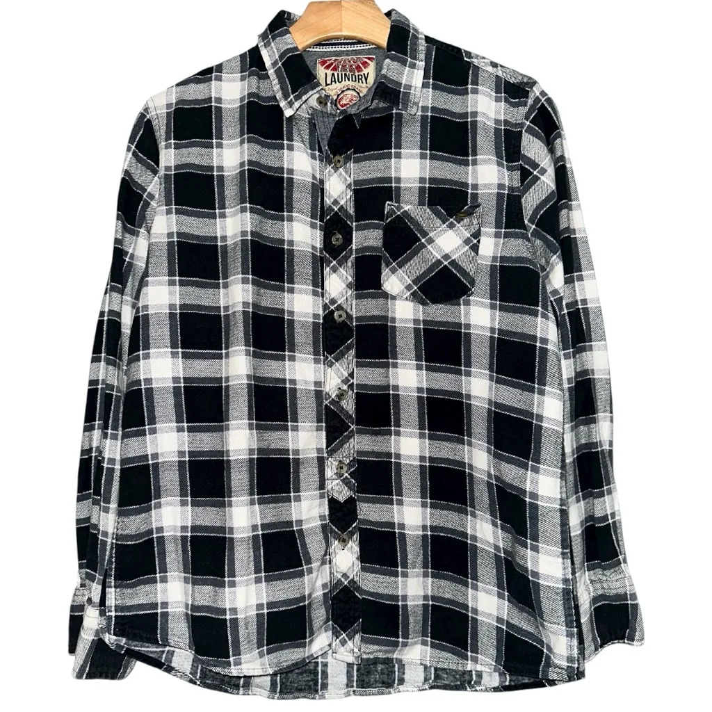 Tokyo Laundry Women’s Size M Black White Plaid Cotton Flannel Button Down Shirt Size M - Image 1