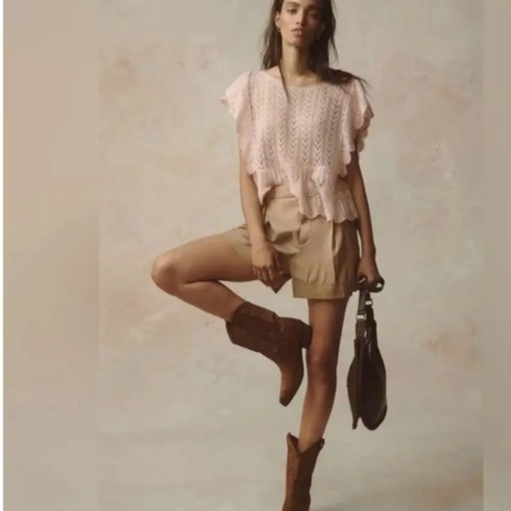 ANTHROPOLOGIE MAEVE Avery Pleated Trouser Shorts Cedar Size 16 NEW - Image 4