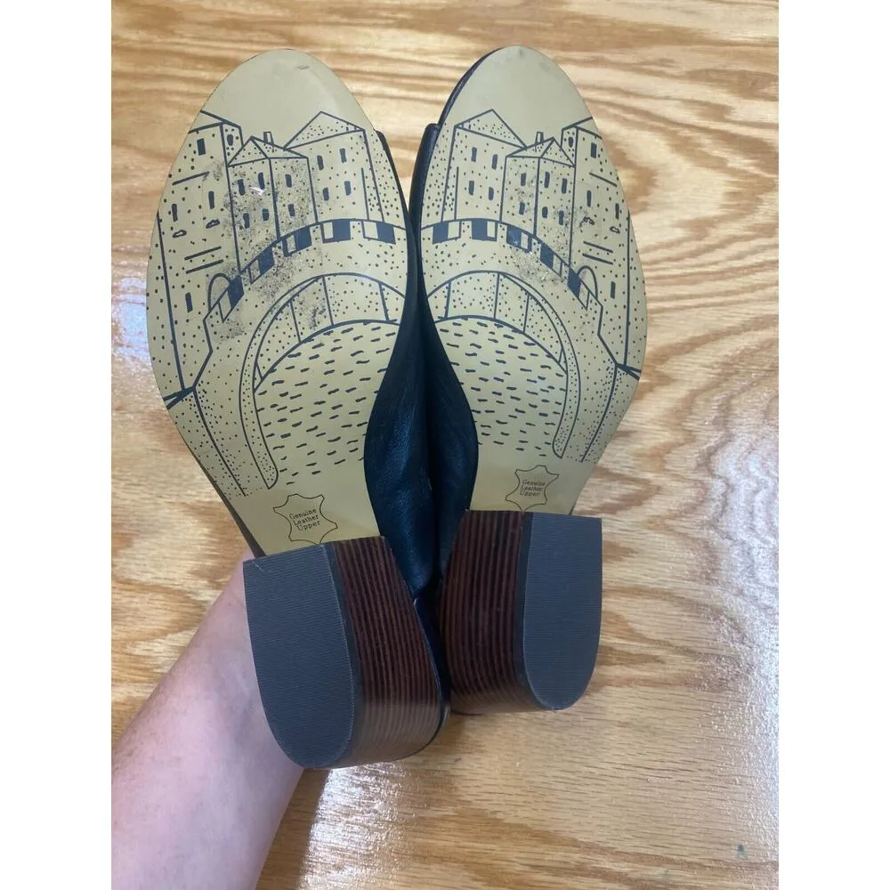 Bella Vita Kathy Slide Sandals Women's 8.5 M Black Leather Slip On Open Toe S14 - Image 5