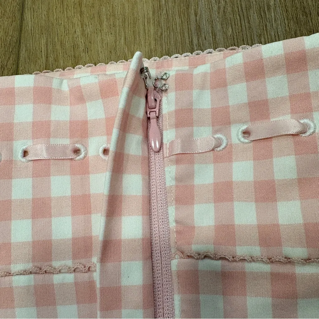🌟HOUSE OF CB🌟 LOTTIE GINGHAM CORSET TOP PINK SZ L - FULLER CUP - Image 8