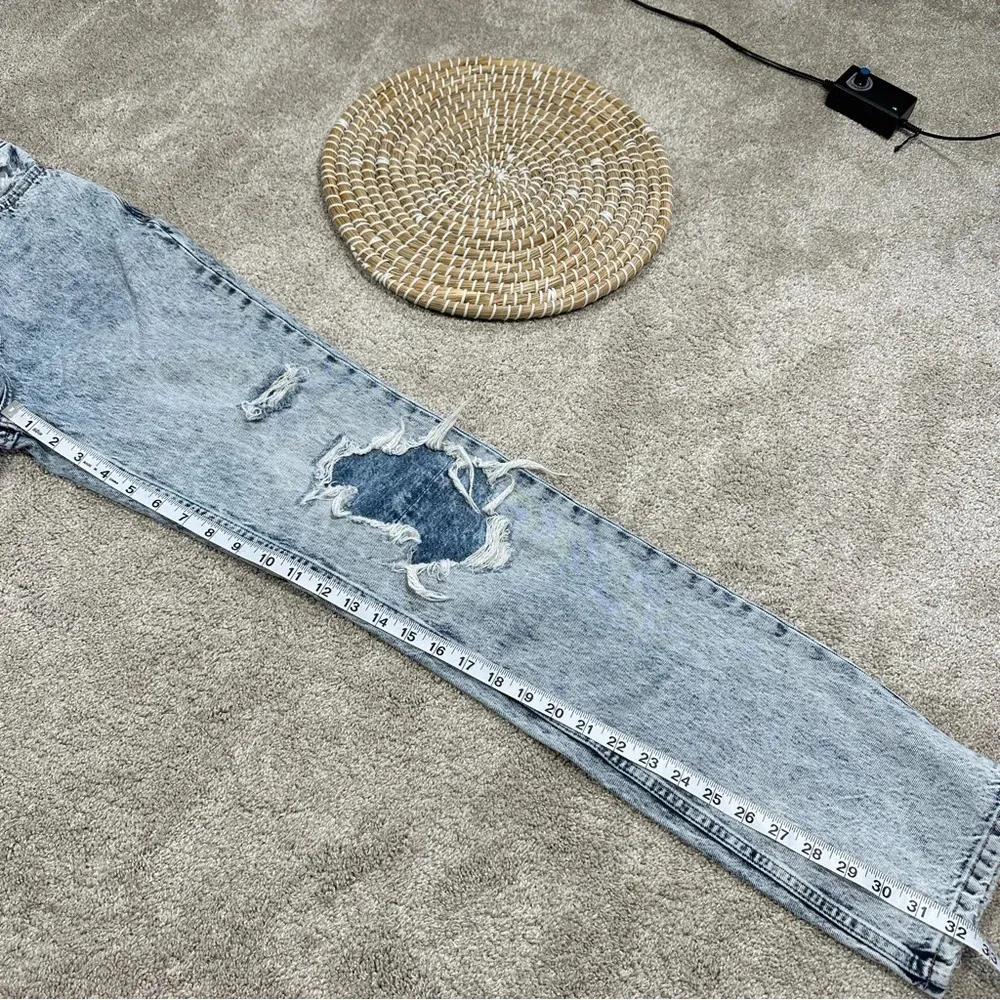 We The Free My Own Lane Distressed High Rise Acid Wash Jeans Straight Leg 26 - Image 15