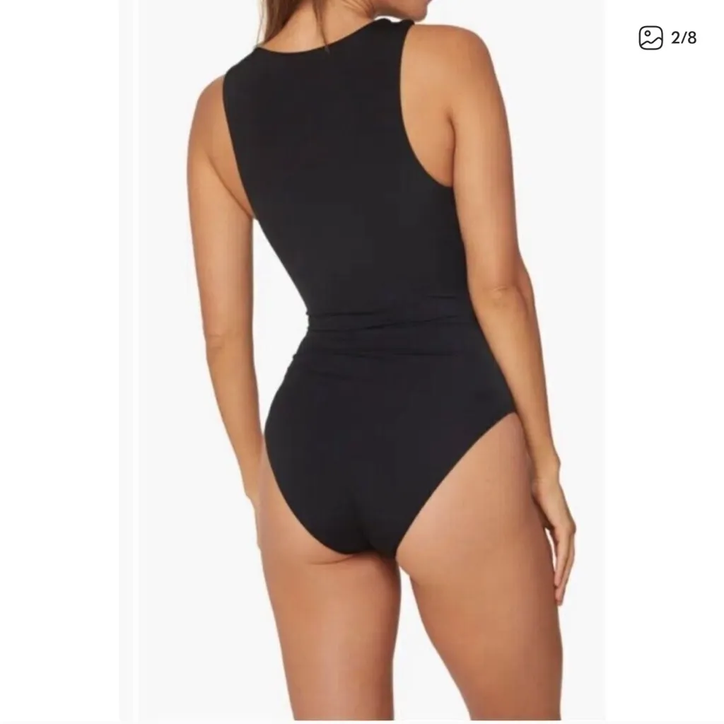 Andie Swim The Oahu One Piece Swimsuit Black lace up high neck back sexy - Image 2