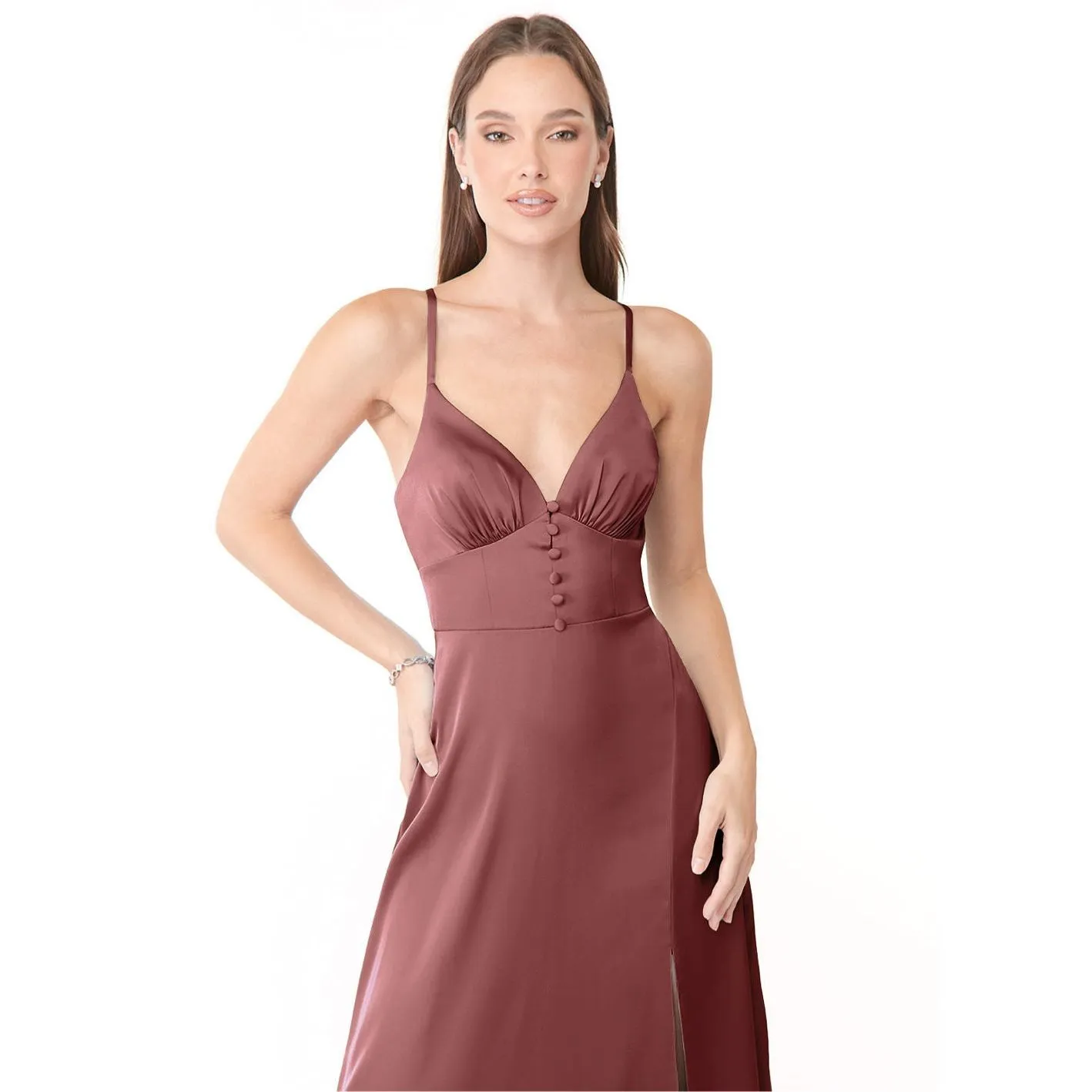 ✨AZAZIE MINA STRETCH SATIN LiGHT PINK DRESS✨ - Image 3