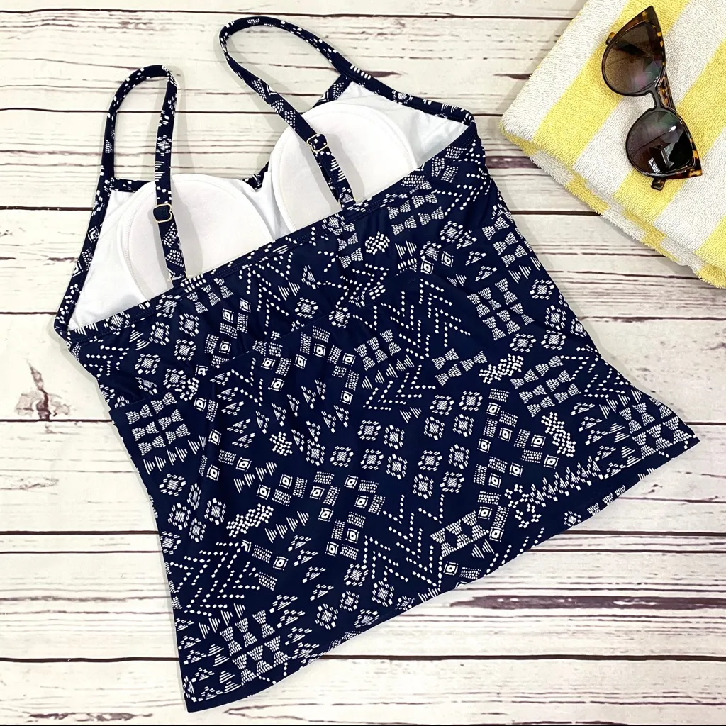 Kona Sol Shirred Tankini Top Navy 14W - Image 4