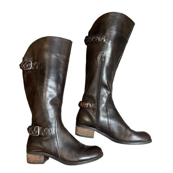 Audrey Brooke Women's‎ Brown Leather Knee High Riding "Tony" Boots Size 7 - Image 5